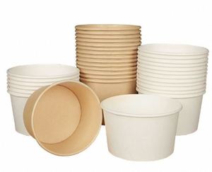 Bol en papier kraft/blanc avec impression, récipient alimentaire jetable, bol de service pour salade à emporter - Product Image 2