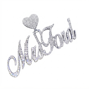 Colliers personnalisables en argent 925 avec nom en écriture cursive et pendentif cœur en diamant de laboratoire, style romantique, breloques personnalisées - Product Image 1