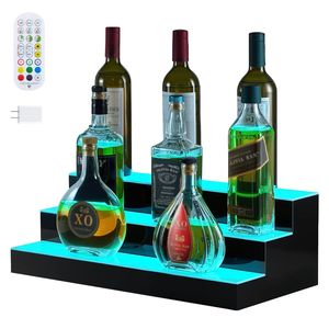 3-Tier 20-Inch LED Lighted Whiskey Rack USB Supported Home <b>Bar</b> <b>Shelf</b> with RF Remote Illuminated Wine Rack Display - Product Image 1
