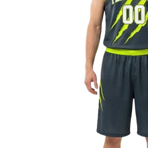 Ensemble uniforme de basket-ball personnalisé pour hommes, maillot sans manches, rayures diagonales, nom et numéro imprimés, short assorti, 100% Polyester - Product Image 6