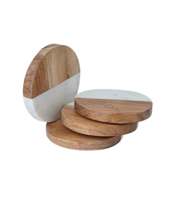 Sous-verres en bois et marbre, best-sellers, sous-verres en bois massif pour la maison, pour tasses et verres. - Product Image 3