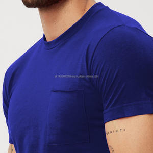Royal Blue Pure Cotton Front <b>Pocket</b> <b>T</b>-<b>Shirt</b> Half Sleeve Crew Round Neck Tees Your Own Design Logo Printing Microfiber Tee <b>Shirts</b> - Product Image 4