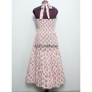 Hot Sale Tropical Floral 100% Cotton Maxi <b>Dress</b> for Women <b>Boho</b> Halter Neck Formal Party Autumn <b>Summer</b> Beachwear Resort Holiday - Product Image 5