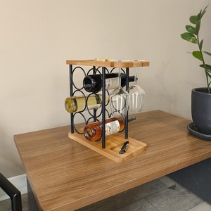 Porte-vin en bois de Jatoba - Porte-bouteilles rustique pour 6 bouteilles - Vente en gros - Product Image 4