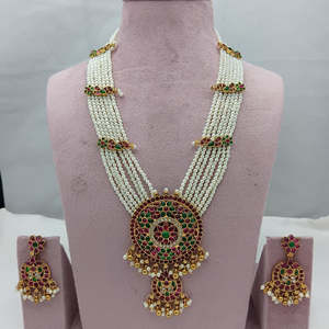 Juego de Collar con Diamantes Americanos Estilo Heritage de Jewelemarket, con Piedras Pota y Perlas de Imitación en Oro para Bodas - 10575481DBL - Product Image 1