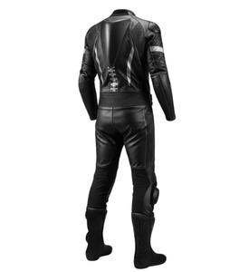 Premium Black Leather Motorbike Racing <b>Suit</b> <b>Silver</b> Stripe One Piece Track Riding Leathers Protective Biker Gear Custom OEM - Product Image 4