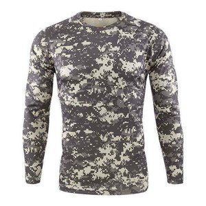 Men's Long Sleeve Camouflage Print T-<b>Shirt</b> O-Neck Slim Fit Quick Dry Knitted Top - Product Image 1