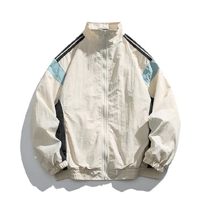<b>Men's</b> Sporty <b>Racer</b> <b>Jacket</b> Color Blocking Zipper Closure Stand Collar Breathable Polyester Shell Spring Wear - Product Image 1