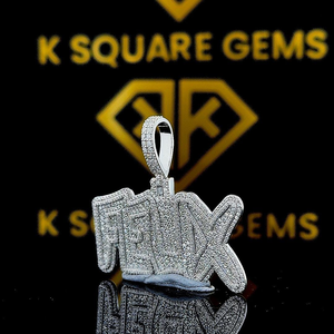 Pendentif Hip Hop de Luxe en Moissanite VVS, en Argent Sterling Plaqué Rhodium, Design Géométrique Personnalisé, Sertissage Griffe, 2-4 Pouces, Tendance - Product Image 2