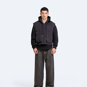 Men’s Layered <b>Utility</b> Hoodie <b>Vest</b> Sweatshirt Streetwear Multi Pocket Sleeveless Hoodie for Men Urban Tactical Hoodie - Product Image 2