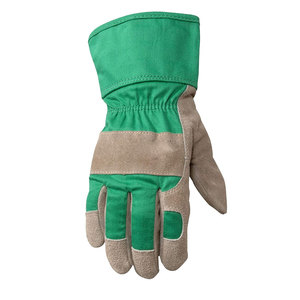 Gants de travail en cuir vert et beige, longueur poignet, respirants, pour usage extérieur, style uni, printemps-automne, gants de sécurité - Product Image 3