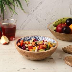 Direct Factory Sale Unique Printed Wooden <b>Salad</b> <b>Bowl</b> New Design for Home Kitchen Hotel Food Serving HF Craft Direct Supply - Product Image 1