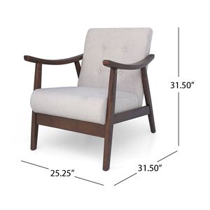 Fauteuil capitonné de style Mid-Century Modern, 1 pièce, beige, avec structure marron, pour salon - Product Image 6