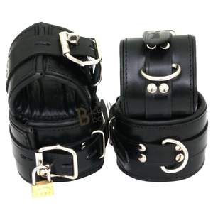 Ensemble de manchettes pour poignets et chevilles en peau de mouton imprimées par transfert thermique avec sangles de connexion, largeur 4,5 cm - Product Image 1