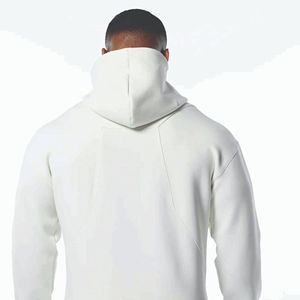 Men's <b>White</b> Hooded <b>Tracksuit</b> Full Sleeve Casual Autumn Wear With Side Pockets Regular Fit Solid Color 100% Cotton - Product Image 5