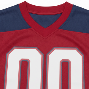 Maillot de football unisexe rouge et bleu, col en V, manches courtes, maillot de sport en mesh respirant, numéro personnalisé, vêtements d'équipe, impression sublimée - Product Image 3