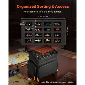 Borsa per il trasporto e la conservazione di miniature con tracolla regolabile, per 16 miniature di fanteria, borsa da trasporto multiuso con maniglia - Product Image 3