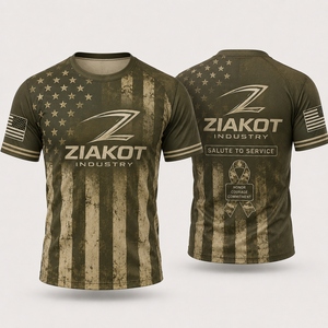 ZIAKOT industry Nouveau design T-shirt de performance camouflage noir-blanc personnalisé pour homme Salute To Service - Product Image 4