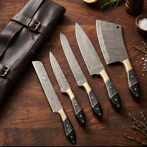 Latest Cooking <b>Knife</b> <b>Set</b> Durable Damascus Steel Blades High Quality Kitchen Tasks Chef <b>Knife</b> <b>Set</b> Available At Wholesale Rate - Product Image 1