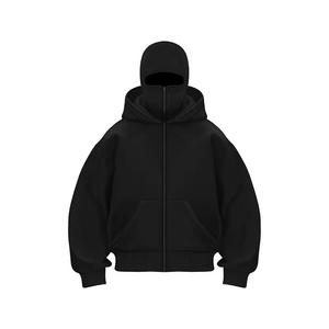 Sweat à capuche balaclava pour homme, style streetwear Y2K, décontracté, en coton imprimé, avec fermeture éclair intégrale et double capuche tendance - Product Image 5