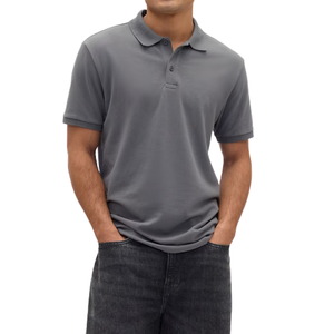 Chemise Homme Chic Décontractée en Maille Unie à Boutons Manches Courtes Respirante 100% Coton OEM ODM Vente en Gros - Product Image 4