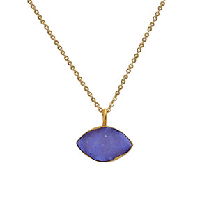 Collier pendentif Sugar Druzy, bijoux en laiton plaqué or 18 carats faits à la main, fournisseur en gros - Product Image 6