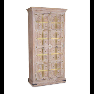 Vintage Wooden <b>Wardrobe</b> Cabinet Solid Wood Storage Armoire Hinged Door Bedroom Living Room Furniture - Product Image 2