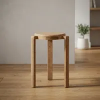 Table basse ronde en bois moderne, design minimaliste, fabrication artisanale, meubles de salon, base à trois pieds