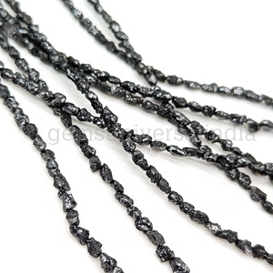ลูกปัดเพชรสีดำธรรมชาติแบบไม่เจียระไนทรงตรงยาวแบบหยาบสำหรับทำเครื่องประดับขายส่งลูกปัดเพชรสีดำ16" - Product Image 5