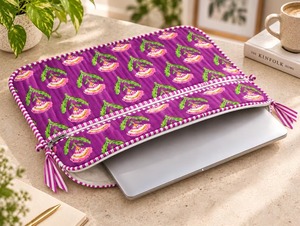 Bolso para Portátil Acolchado de Algodón Hecho a Mano, Ligero y Voluminoso, con Cierre de Cremallera y Correa, para Mujeres y Uso Diario Unisex - Product Image 1