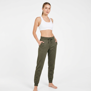 Men's Olive Green <b>Polyester</b> Sweatpants Elastic Waist Drawstring Casual Pleated Front Side Pockets Quick Dry Eco-Friendly - Product Image 4