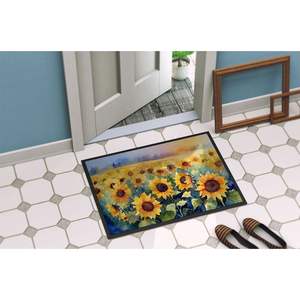 Felpudo de girasoles de acuarela, alfombra antideslizante para entrada interior/exterior, 24H X 36W, felpudo lavable para puerta delantera de pila baja - Product Image 4
