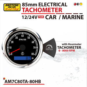 Nuevo Tacómetro de Carreras Motor Meter de 80mm, 8000 RPM, Horómetro LED de 7 Colores, Negro, 12V 24V, para Coche y Marino, Garantía de 12 Meses - Product Image 3