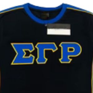 Camiseta Negra Premium Sigma Gamma Rho con Letras Griegas y Contorno Dorado, Algodón Suave, Estilo Casual para Uso Diario - Product Image 2