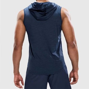 Men's Summer Embroidered Breathable Casual Solid Color <b>Hoodie</b>-<b>Sleeveless</b> Oversized Gym Sports T-Shirt - Product Image 4