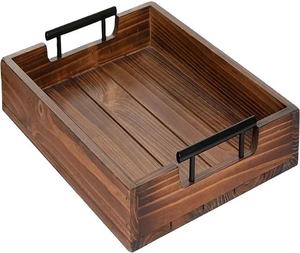 Bandeja de Madera de Bambú Decorativa Personalizada para Café, Té y Desayuno, Bandeja de Servir de Madera de Acacia con Asas - Product Image 1