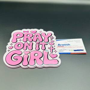 Pray On It Girl" Acrylic Fridge Magnet Aesthetic <b>Pink</b> Christian Faith Eyelash Tile Palette Clear Die-Cut Religious Lash Holder - Product Image 6