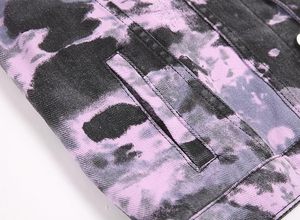 <b>Men's</b> Purple Camouflage Denim <b>Jacket</b> Turn-down Collar Slim Fit Single Breasted Button Closure Casual Autumn Wear - Product Image 6