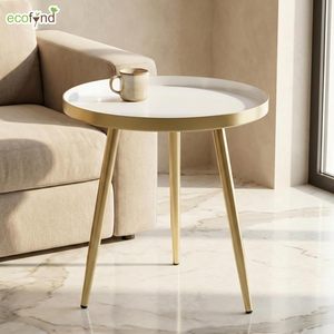 Table basse moderne en cuivre et bois avec étagère de rangement en fer, design industriel, pour salon - Product Image 6