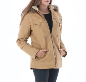 Women's Winter Parka Jacket With Fur Trim Hood Zipper Closure Thick Polyester Wadding Windproof <b>Utility</b> Style - Product Image 1