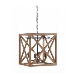 Lustre LED de luxe moderne Art Déco personnalisable pour hall d'hôtel, en verre et bois, éclairage de mariage - Product Image 1