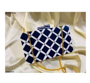 Quality Handicrafts Designer Resin <b>Blue</b> Dot Women <b>Clutch</b> <b>Bag</b> Pearl Decoration Bridal <b>Wedding</b> Evening Party Birthday Gift Travel - Product Image 1