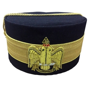 Casquette de Rite Écossais du 32e Degré en rayonne noire avec double tresse est une casquette de Rite Écossais du 32e Degré de cérémonie. - Product Image 3