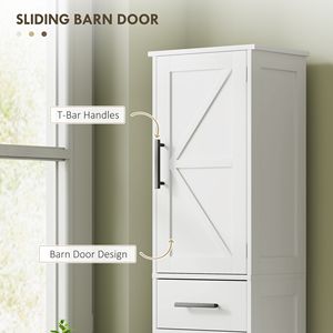 Mobiletto in Lino Bianco Stile Rustico per Bagno, 170 cm di Altezza, con Ante e Ripiani in MDF, Ideale per Ospedali - Product Image 4