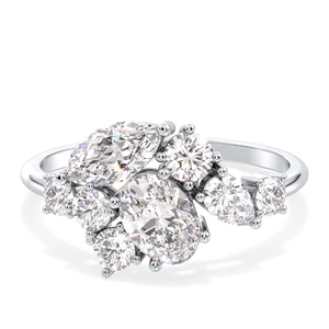 Bague de fiançailles REYES au design classique en or blanc 14 carats avec moissanite certifiée GRA pour femme, prix de gros, cadeau d'anniversaire, bijoux - Product Image 1