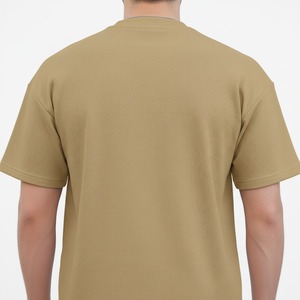 Men's Khaki Breathable Lightweight Polyester Sporty Short Sleeve T-Shirt Matching Shorts Set Side Pockets Casual Summer Outfit - Product Image 2