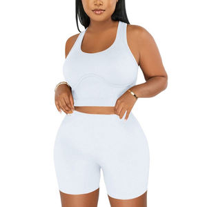 Ensemble de vêtements de sport pour femmes, soutien-gorge sexy à bretelles dos nu avec logo personnalisé, leggings à découpe en V assortis, tenue de fitness, gym, yoga - Product Image 3