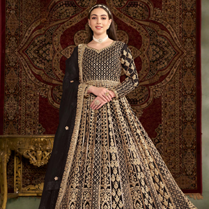 Embroidered <b>Net</b> Semi-Stitched Modern Anarkali Suit for Wedding Prom & Party-Floor-Length - Product Image 1