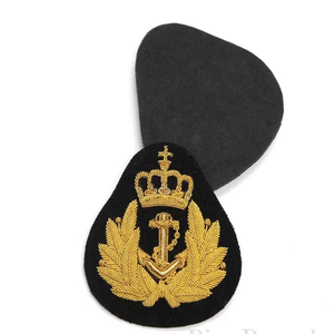Handmade Embroidered Custom Made Bullion Wire Royal Crown Patches 3D Embroidery Golden &<b>Silver</b> Fashion Badges For Uniform - Product Image 4