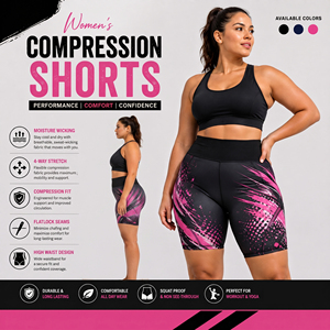Shorts de Compresión de Cintura Alta Elástica para Mujer, Tallas Grandes, Estampados, Transpirables, Ecológicos, para Yoga - Product Image 3